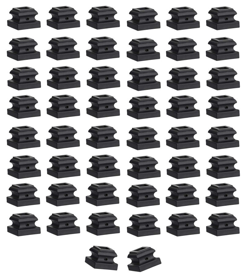 Senmit Iron Baluster Shoes - Flat Shoe with Screw - for 1/2"" Square Balusters - Set of 50 (Satin Black) - Image 1